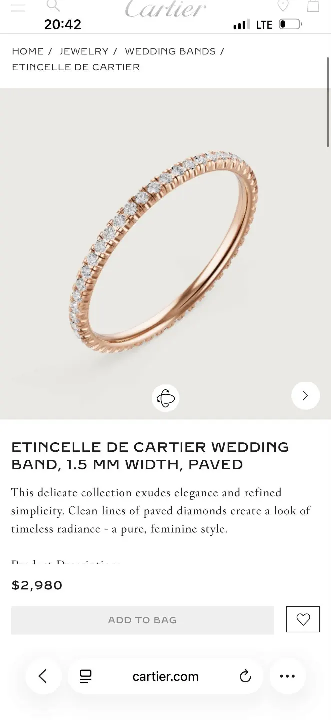 Кільце Cartier - ETINCELLE DE CARTIER WEDDING BAND, 1.5 MM WIDTH, PAVED - фото 6