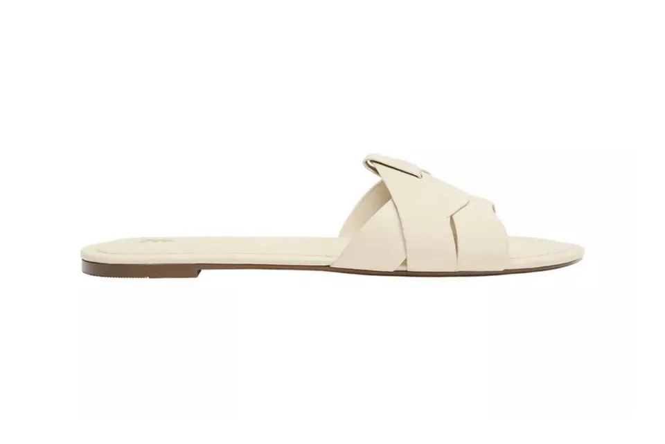 Жіночі шльопанці Zara ecru white 37 (24 см) зі шкіри - фото 2