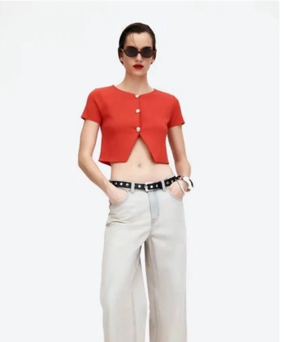 Топ жіночий H&M червоний на ґудзиках xxs - фото 9