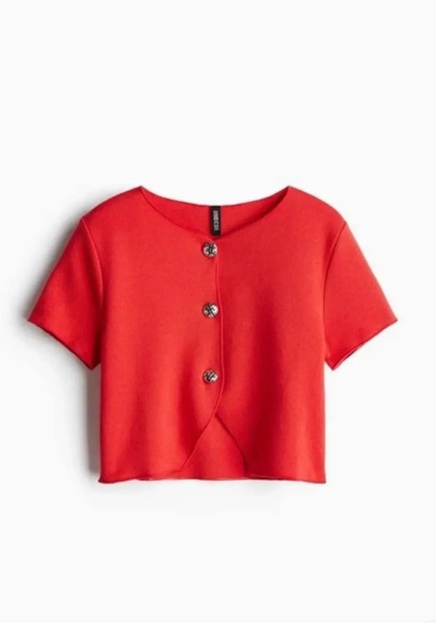 Топ жіночий H&M червоний на ґудзиках xxs - фото 2