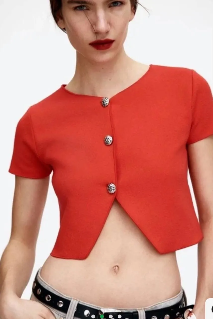 Топ жіночий H&M червоний на ґудзиках xxs